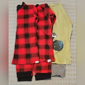 GAP Kids And Carter's Red Plaid And Dino Pajamas